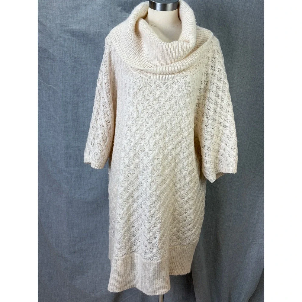 Old Navy Cream Cowl Neck Oversized Knit‎ Tunic Wool Mohair Blend Sweater XXL
